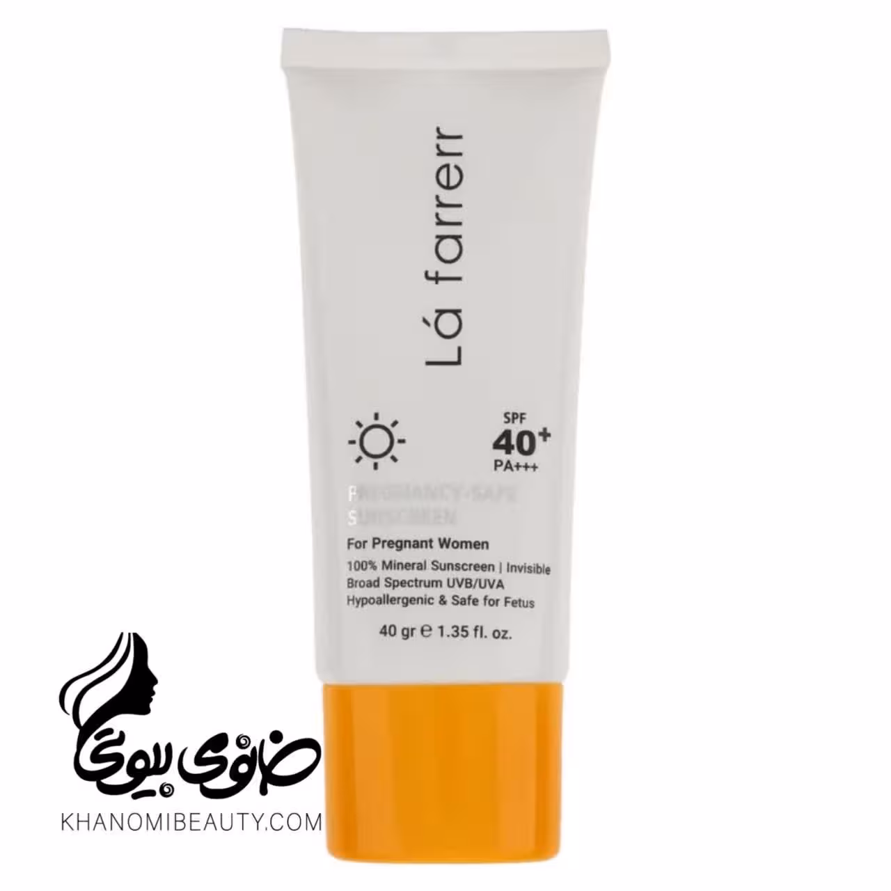 کرم ضد آفتاب مینرال مناسب خانمهای باردار SPF40 بی رنگی 40 میل لافارر
