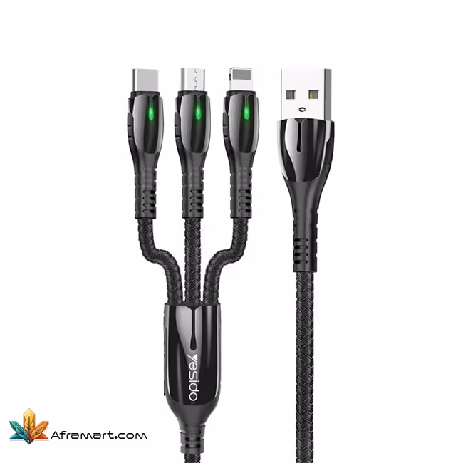 کابل تبدیل USB به لایتنینگ/USB-C/microUSB یسیدو مدل CA44 طول 1.3 متر