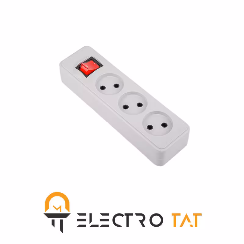 سه راهی برق بدون ارت پارت الکتریک مدل شهاب با کابل 1.8 متر