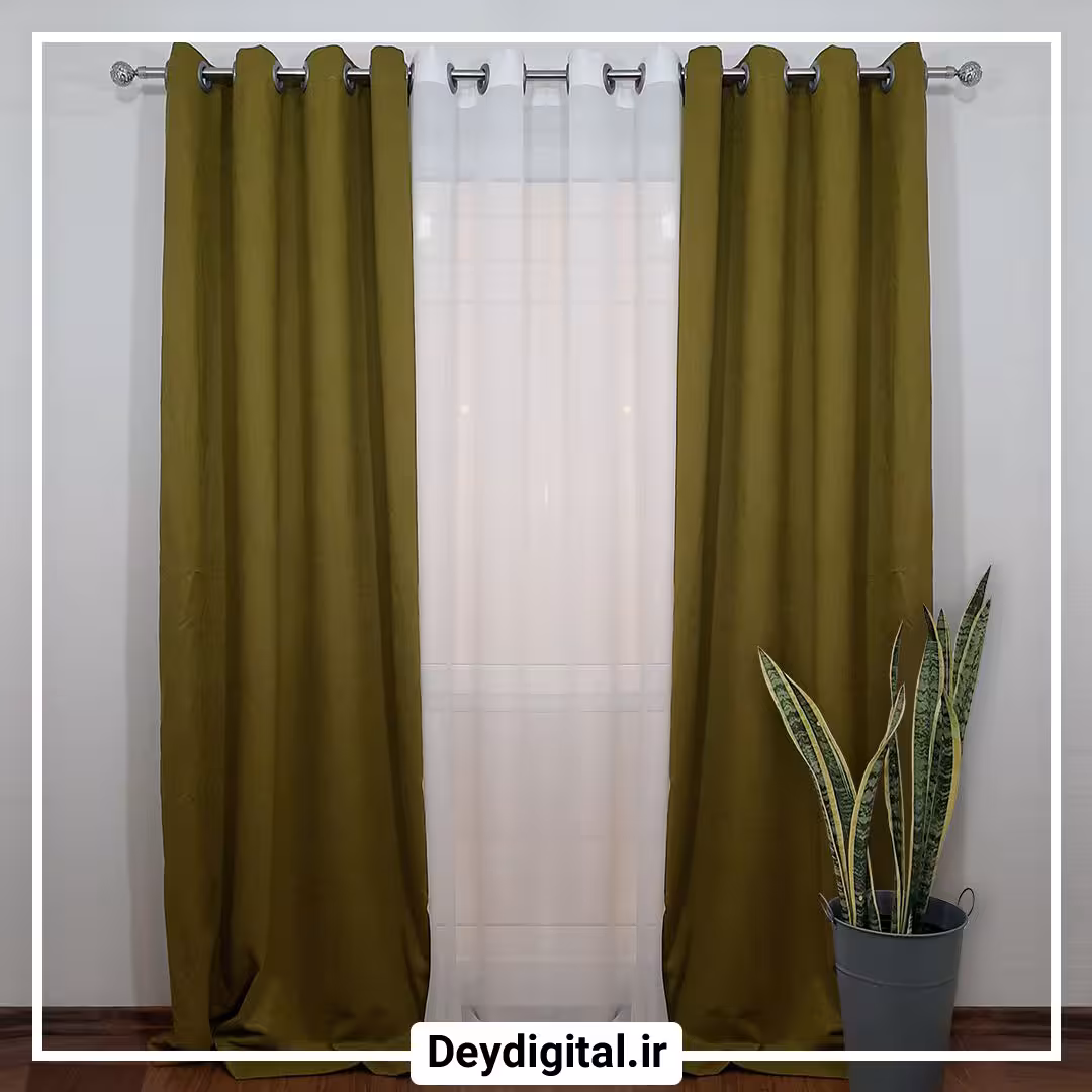 پرده مخمل کالیفرنیا سبز زیتونی KM937