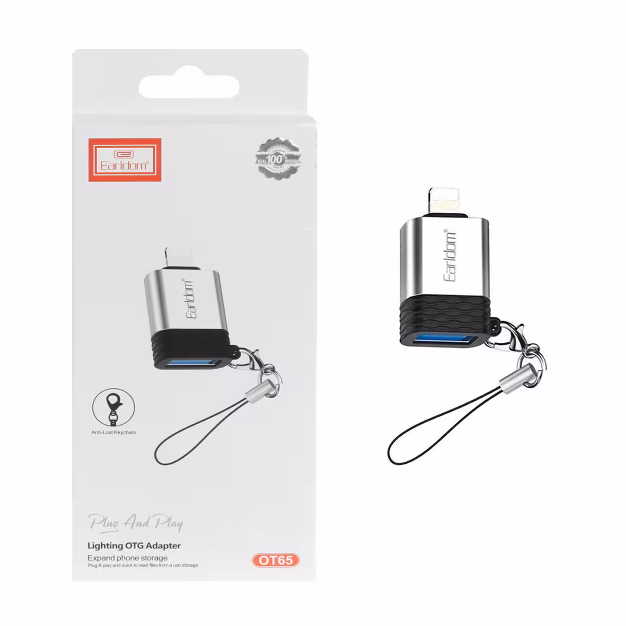 تبدیل Earldom USB TO Lightning مدل ET-OT65 - نقره ای