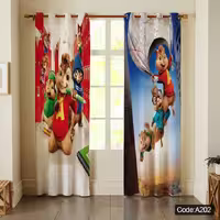 پرده پانچی مخمل چاپی پسرانه کد a 202