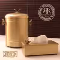 سالینو سطل و دستمال برنجی پروانه درب دار   412B