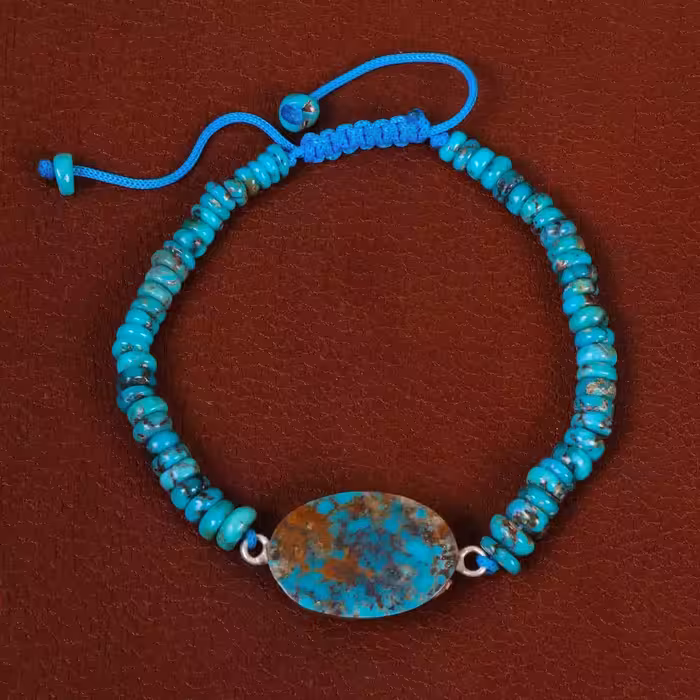 دستبند فیروزه خزامه کد 30407 - جواهری مشاهیر