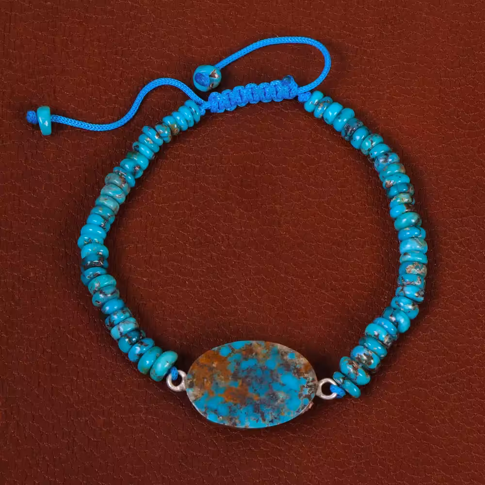 دستبند فیروزه خزامه کد 30407 - جواهری مشاهیر