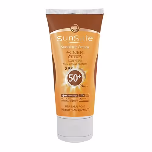 کرم ضد آفتاب  SPF 50 فاقد چربی سان سیف بی رنگ (نامرئی) 50 میل