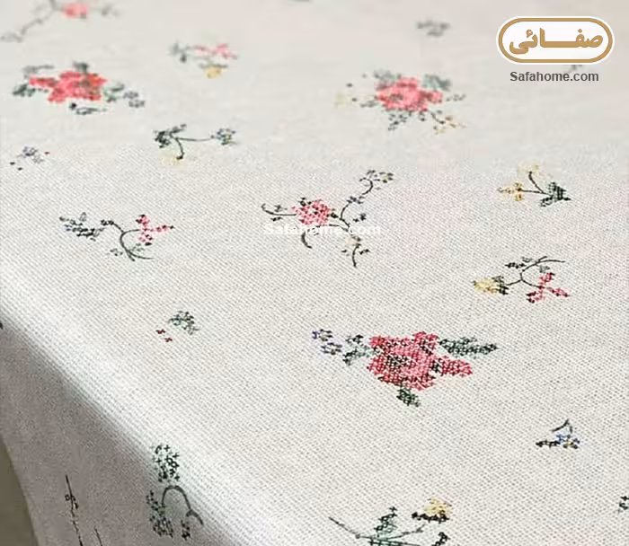 رومیزی سفره ای چاپی رزین تاژ طرح کوبلن کرم