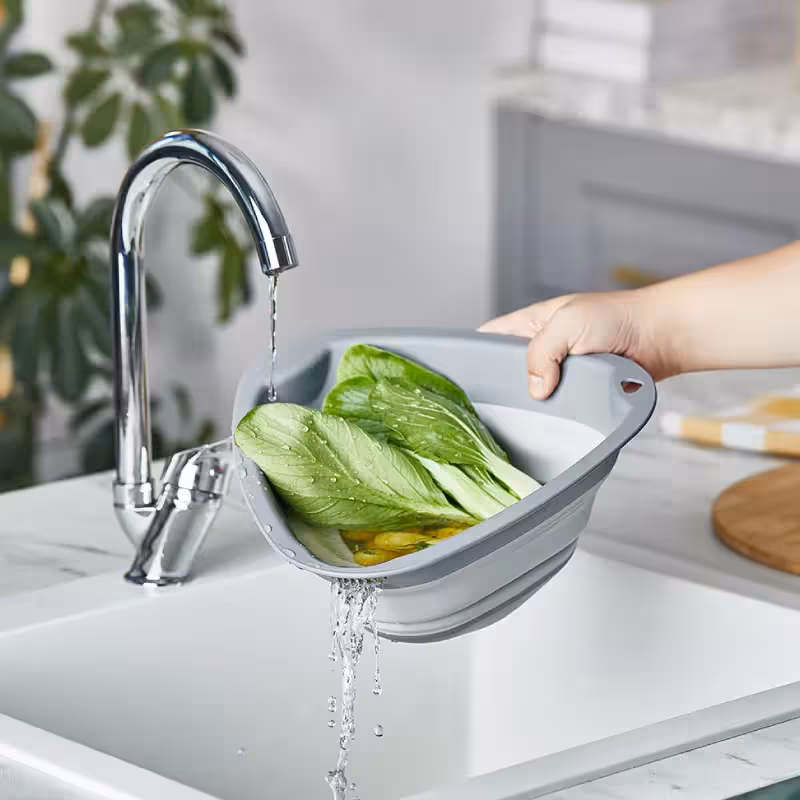 لگن مثلثی تاشو آبگیری میوه برند کیولوکس مدل دیانا رنگ طوسی کد L009252