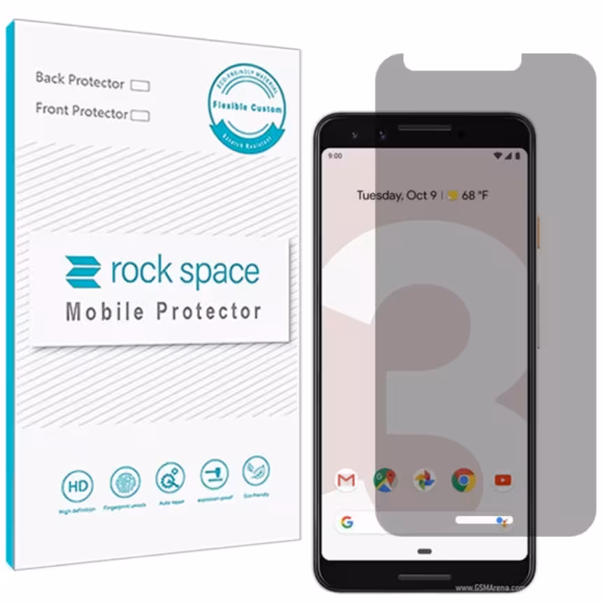 گلس پرایوسی (حریم شخصی)نانو و ضد ضربه گوشی گوگل pixel3 برند راک اسپیس 