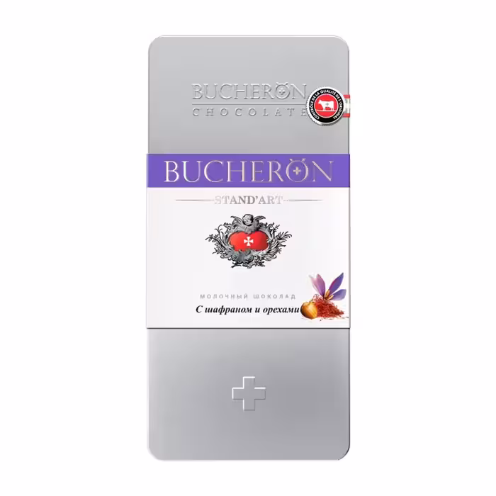شکلات تخته ای شیری بوچرون با طعم زعفران و آجیل 100 گرم