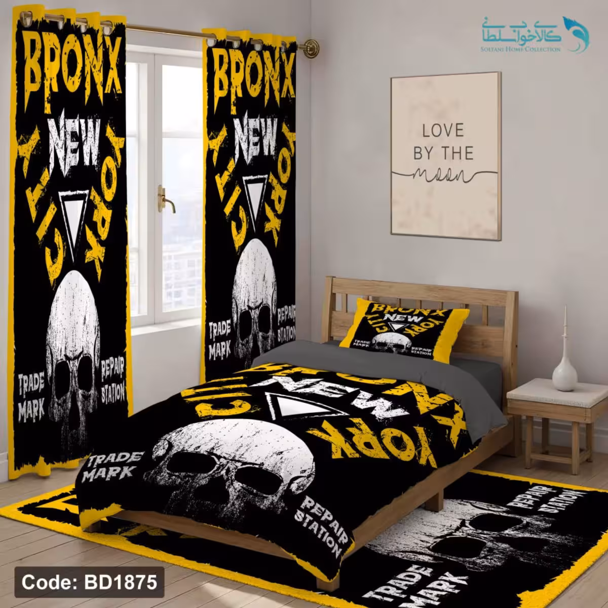 روتختی طرح جمجمه یکنفره کد BD1875