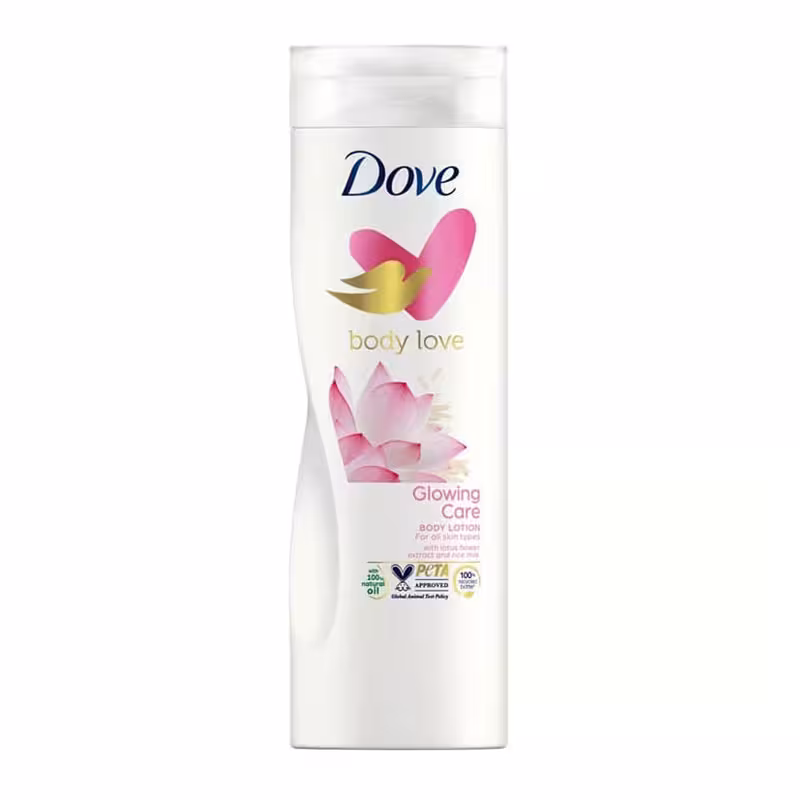 لوسیون بدن Body Love داو Dove رایحه گل لوتوس و برنج مدل Glowing Care حجم 400ml