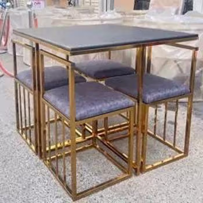میز و صندلی ناهار خوری چهار نفره کم جا فلزی