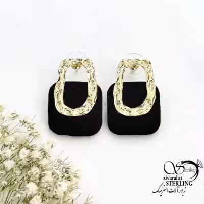 گوشواره مجلسی مربع مشکی کد 20134