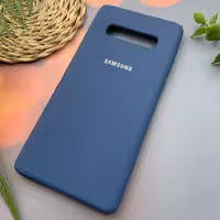 قاب گوشی سامسونگ Galaxy S10 Plus سیلیکونی پاک کنی اورجینال داخل پارچه ای رنگ آبی تیره
