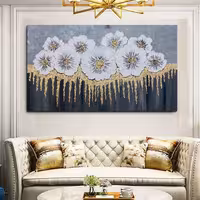 تابلو نقاشی ورق طلا مدل گل نقش برجسته کد 0195