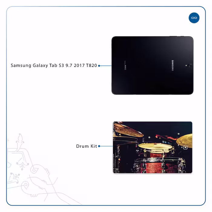 برچسب پوششی ماهوت مدل Drum Kit مناسب برای تبلت سامسونگ Galaxy Tab S3 9.7 2017 T820