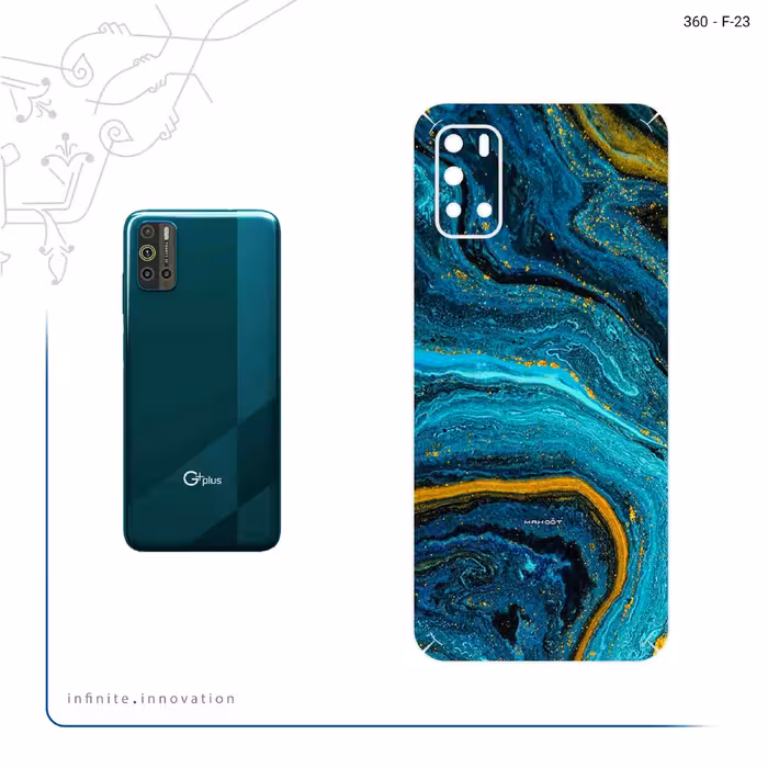 برچسب پوششی ماهوت مدل Turquoise marblewith golden streaks مناسب برای گوشی موبایل جی پلاس Z10