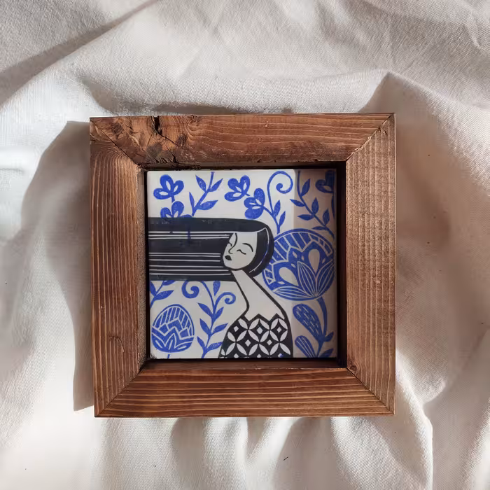 تابلو کاشی گلاک سبک آرت طرح دختر کد FT16