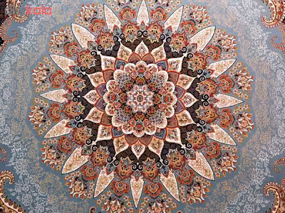 فرش ماشینی زمرد مشهد مدل کیمیا زمینه آبی