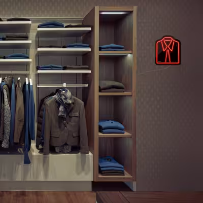 چراغ دیواری نئون دیزاین طرح Men-Clothes-BL_RD
