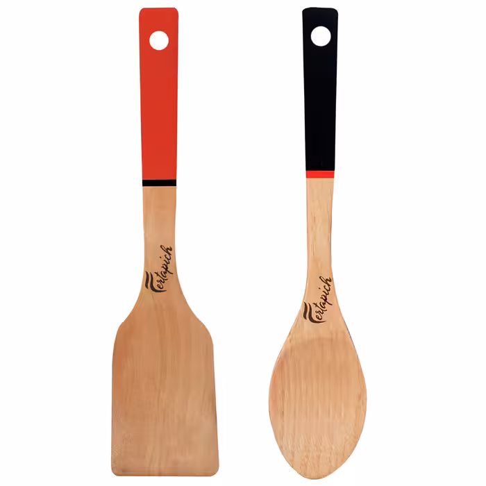 سرویس کفگیر و ملاقه 2 پارچه فرتاپیچ مدل چوبی کد 024