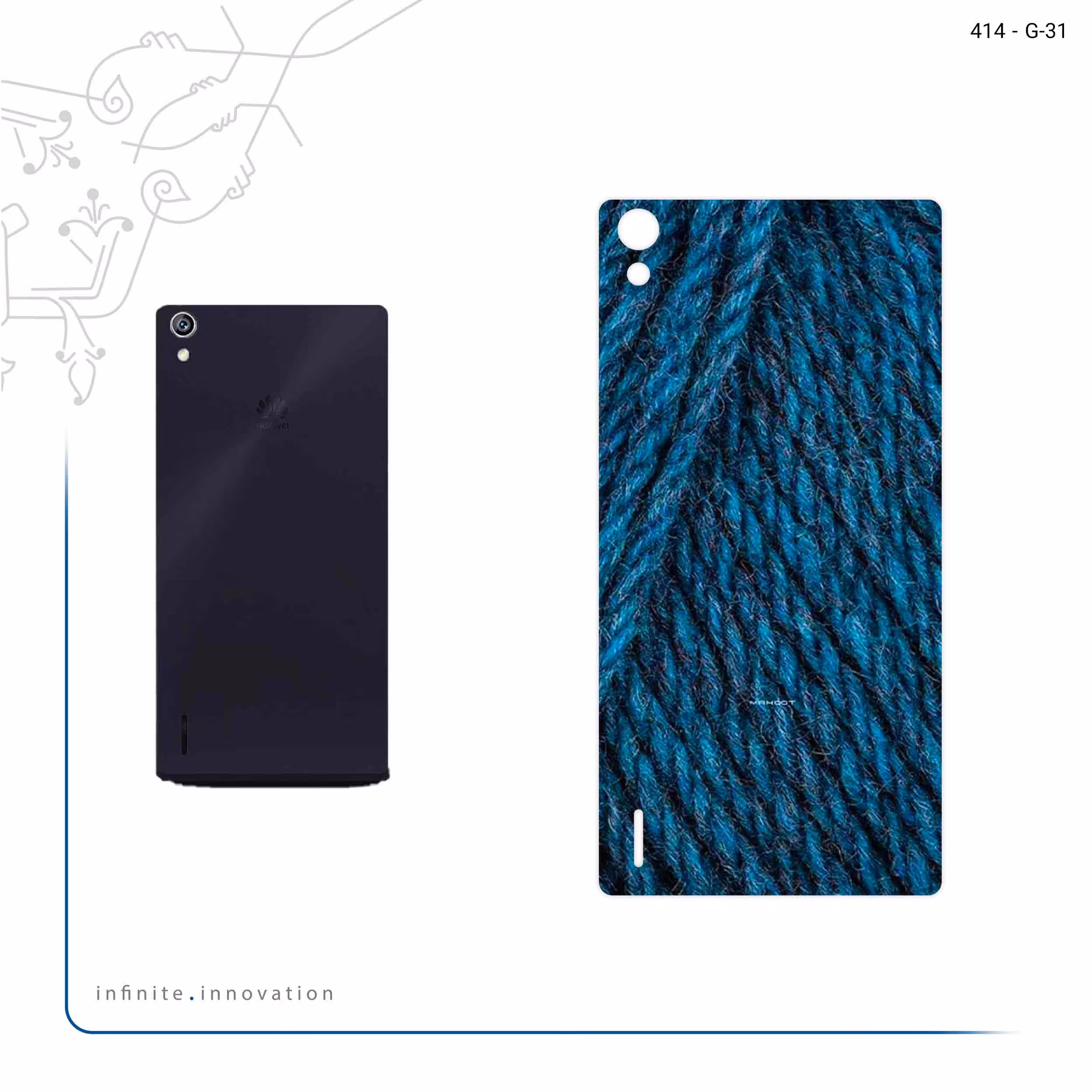 برچسب پوششی ماهوت مدل Fabric Texture 1 مناسب برای گوشی موبایل هوآوی Ascend P7