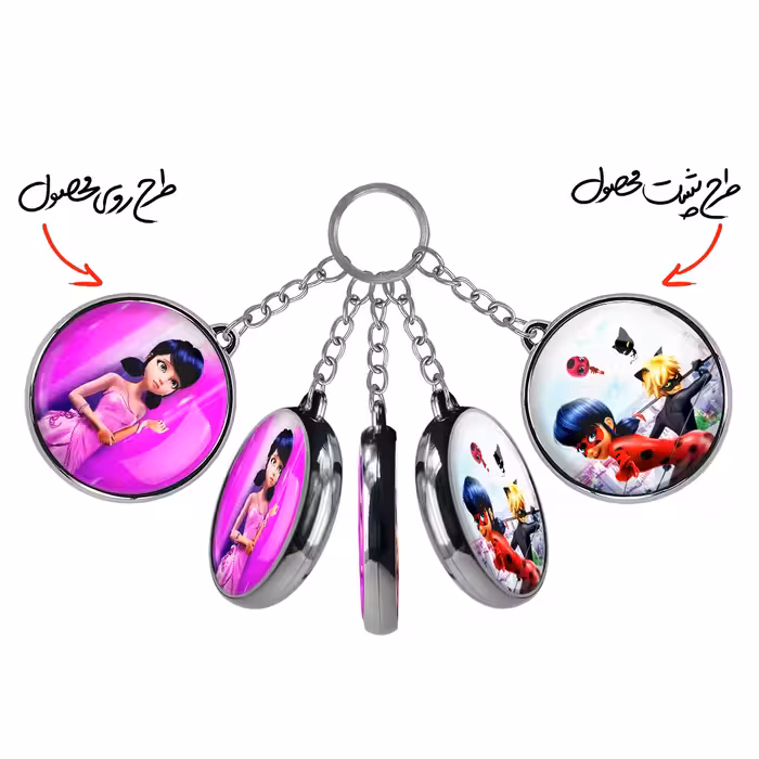 جاکلیدی خندالو طرح دختر کفشدوزکی و پسر گربه ای مدل دوطرفه کد 35013502