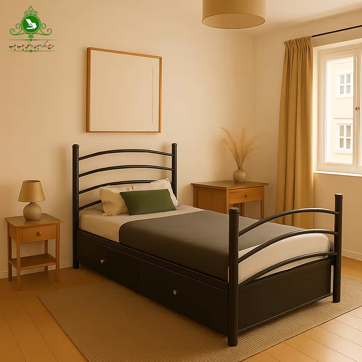 تخت خواب یک و نیم نفره مدل میله ای عرض 120