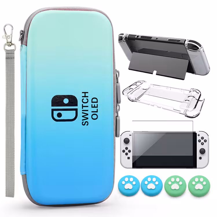 VGBUS 7-in-1 Accessory Case for Nintendo Switch OLED – Turquoise/Blue