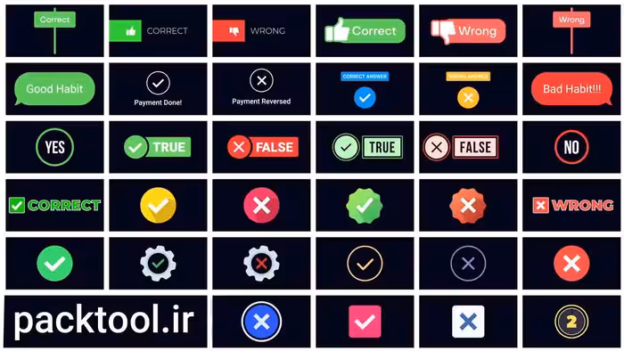 دانلود پروژه آماده بسته انیمیشن علامت زدن افتر افکت Checkmark Cross Animation Pack - پک تول