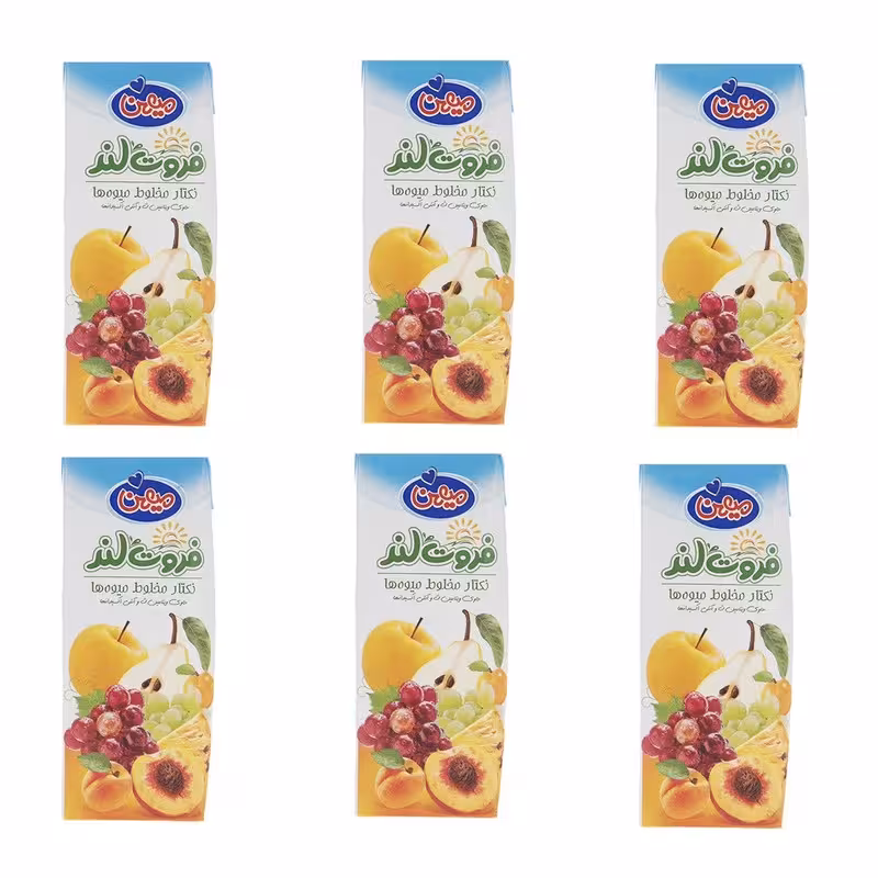 آب میوه مخلوط میوه ها میهن - 200 میلی لیتر بسته 6 عددی