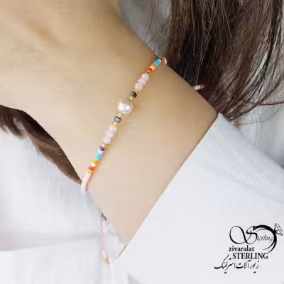 دستبند آسانسوری نگین رنگی کد 16506