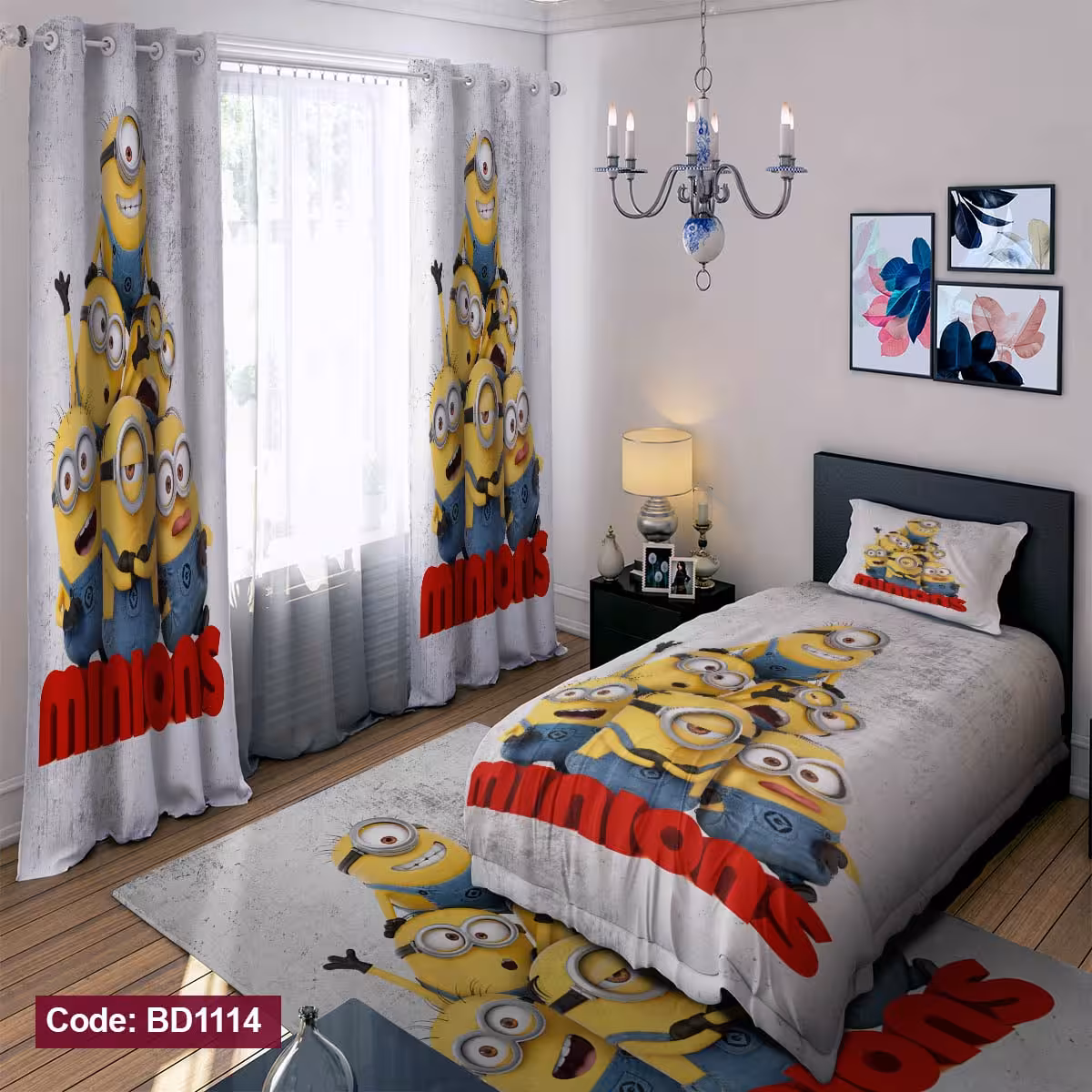 پرده پانچی مخمل چاپی دخترانه کد 1114