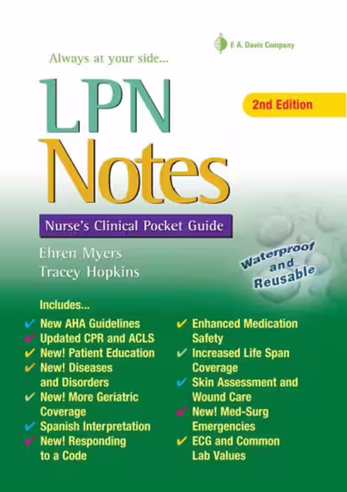 خرید و دانلود نسخه کامل کتاب LPN Notes: Nurse's Clinical Pocket Guide