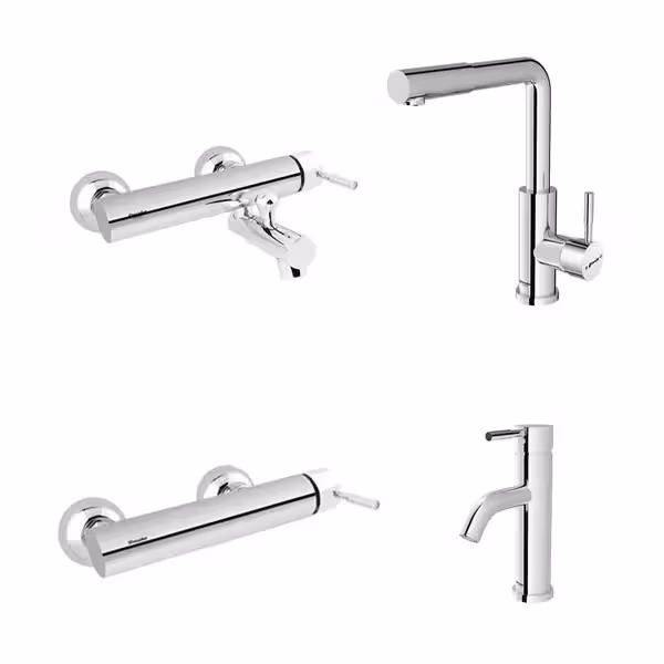 ست کامل شیرآلات شودر مدل مارینو کروم