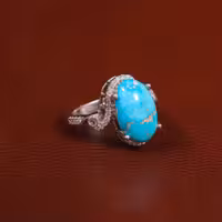 انگشتر فیروزه شجری زنانه کد 29167 - جواهری مشاهیر