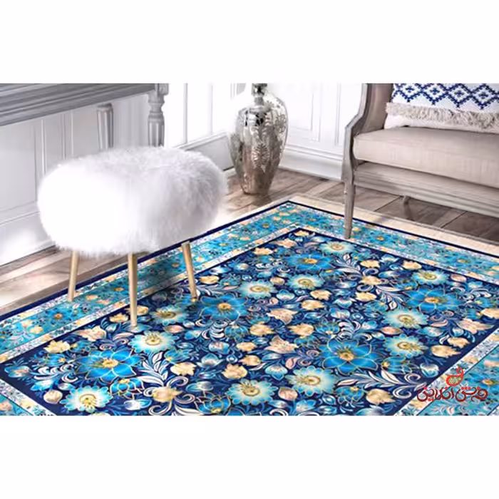 فرش ماشینی کلاریس کلکسیون مدرن کد  100424 آبی