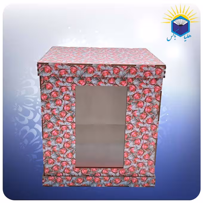 جعبه 3 تکه طلق دار 27*27*29 طرح گل رز