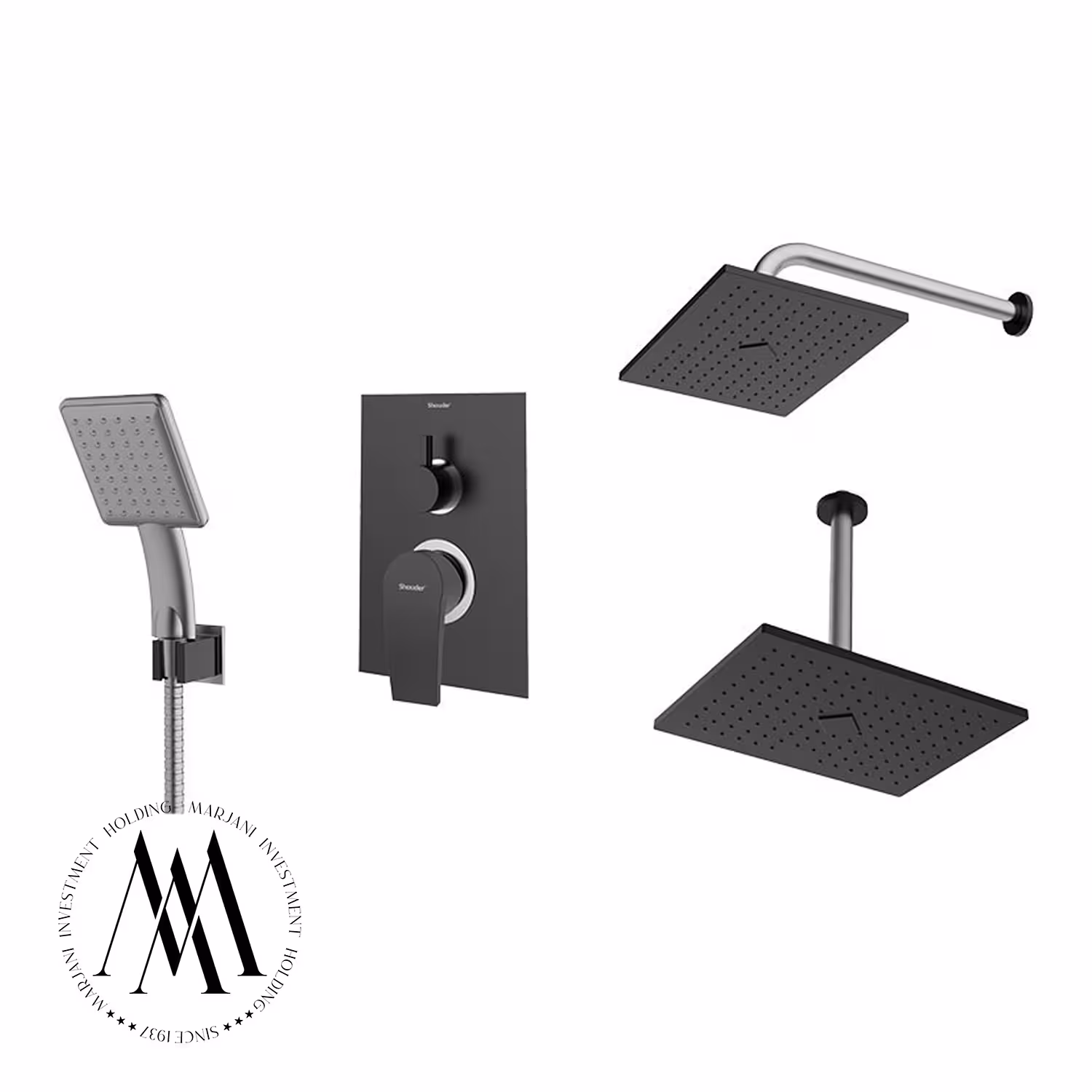 شیر حمام توکار شودر مدل رومرپلاس ABS تیپ 3 (مشکی کروم)