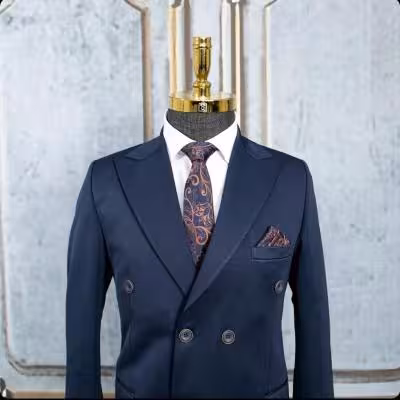 کت و شلوار دبل برست سوپر کش مردانه سرمه ای لایت سایز 46تا56