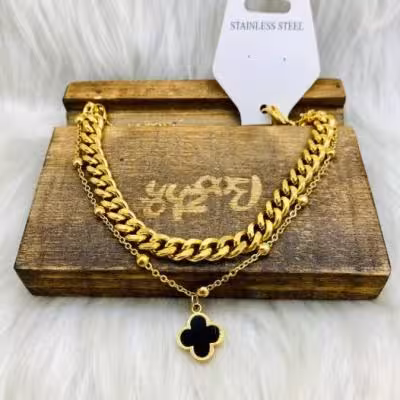 دستبند استیل 2لاین کارتیر اویز دار