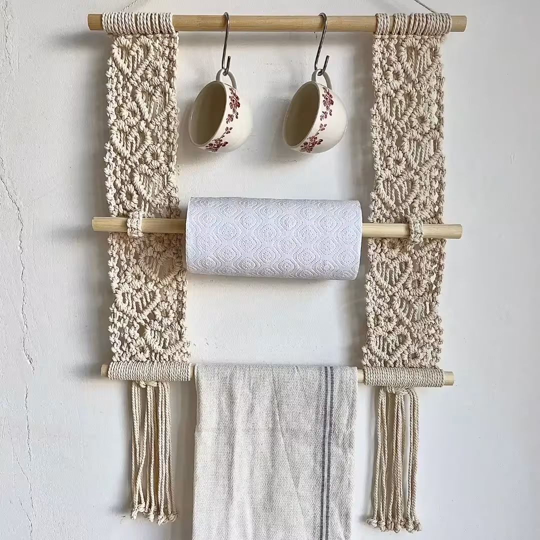 جادستمال و آویز حوله مکرومه طرح هلیا