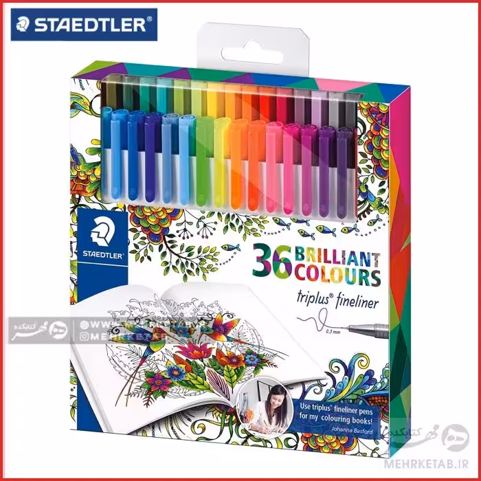 روان نویس نوک نمدی 36 رنگ استدلر طرح جوانا بسفورد Staedtler 334C36JBLU Johanna Basford Triplus Fineliner