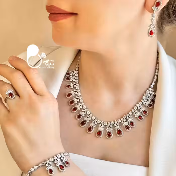 سرویس یاقوتی سوپر فول جواهری وارداتی