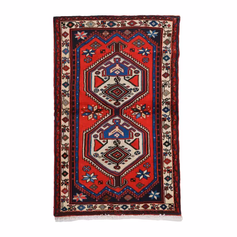 فرش دستبافت قدیمی طرح لچک ترنج کد 40206115