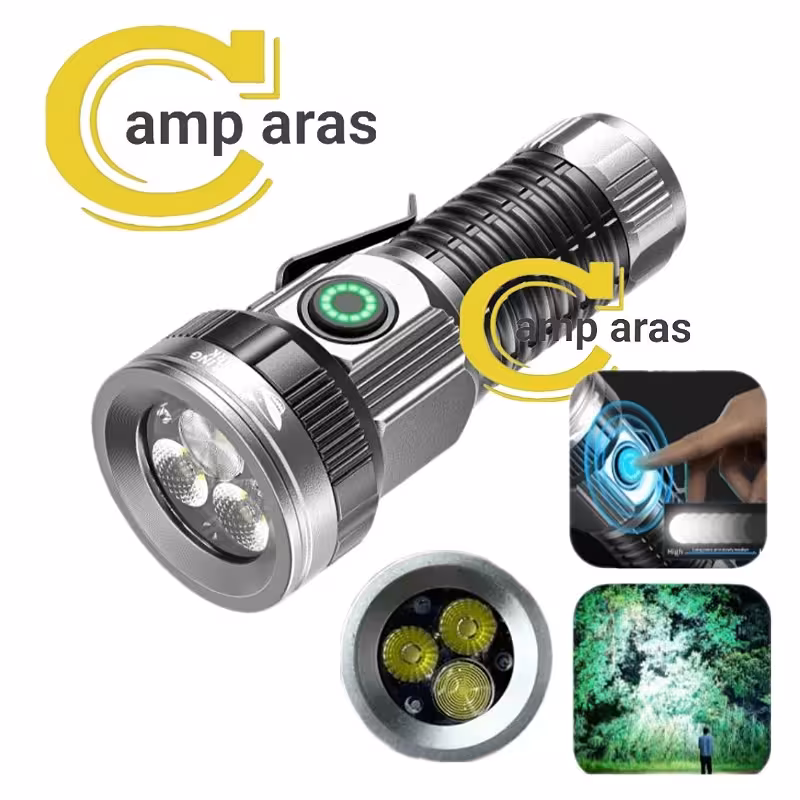 چراغ قوه جیبی کینساچ 3 لامپ KINSACH KS-196-1 اورجینال - کمپ آراس