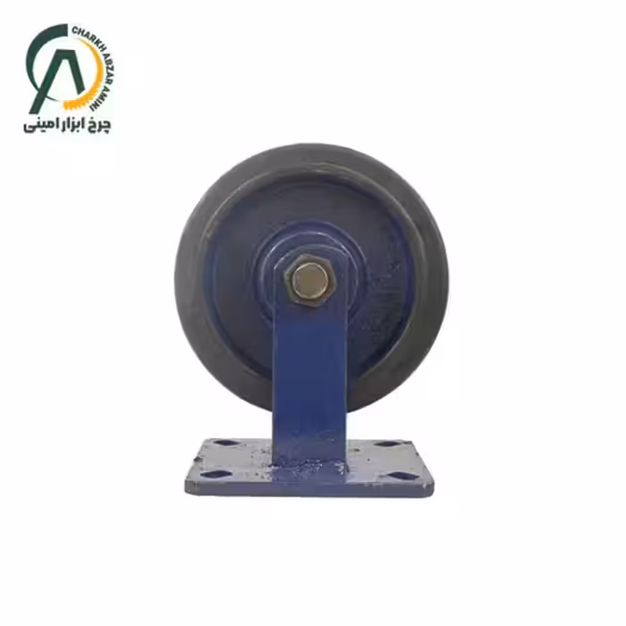 چرخ آهنی لاستیکی ثابت قطر 200 میلی متر