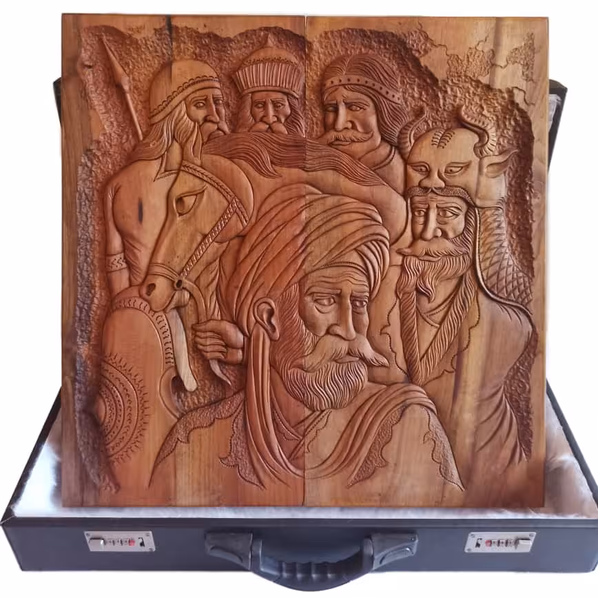 تخته نرد معرق منبت چوبی طرح مجموعه شخصیت های برجسته شاهنامه فردوسی کد 101920