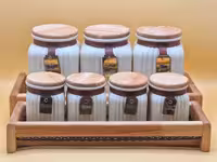 ادویه و پاسماوری گلس کالر با استند توری -چوبی درب واشر دار کرم ریور کدC1003